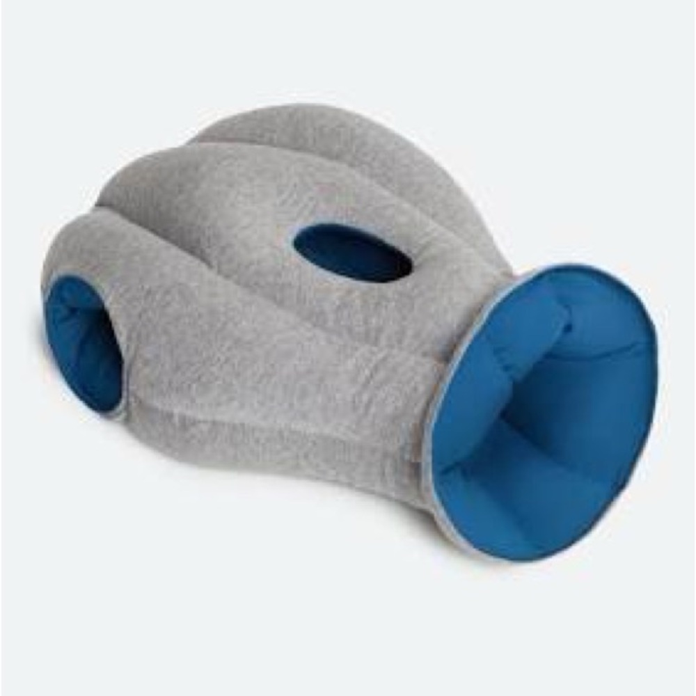 Gray and Blue Ostrich Pillow